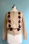 3D Flower Vine Knit Cardigan Sweater in Taupe
