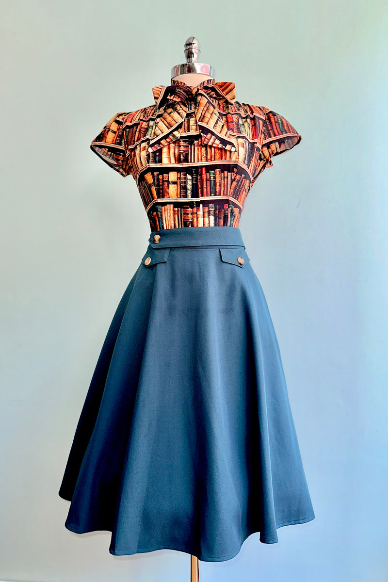 Teal Book Club Full Skirt by Banned