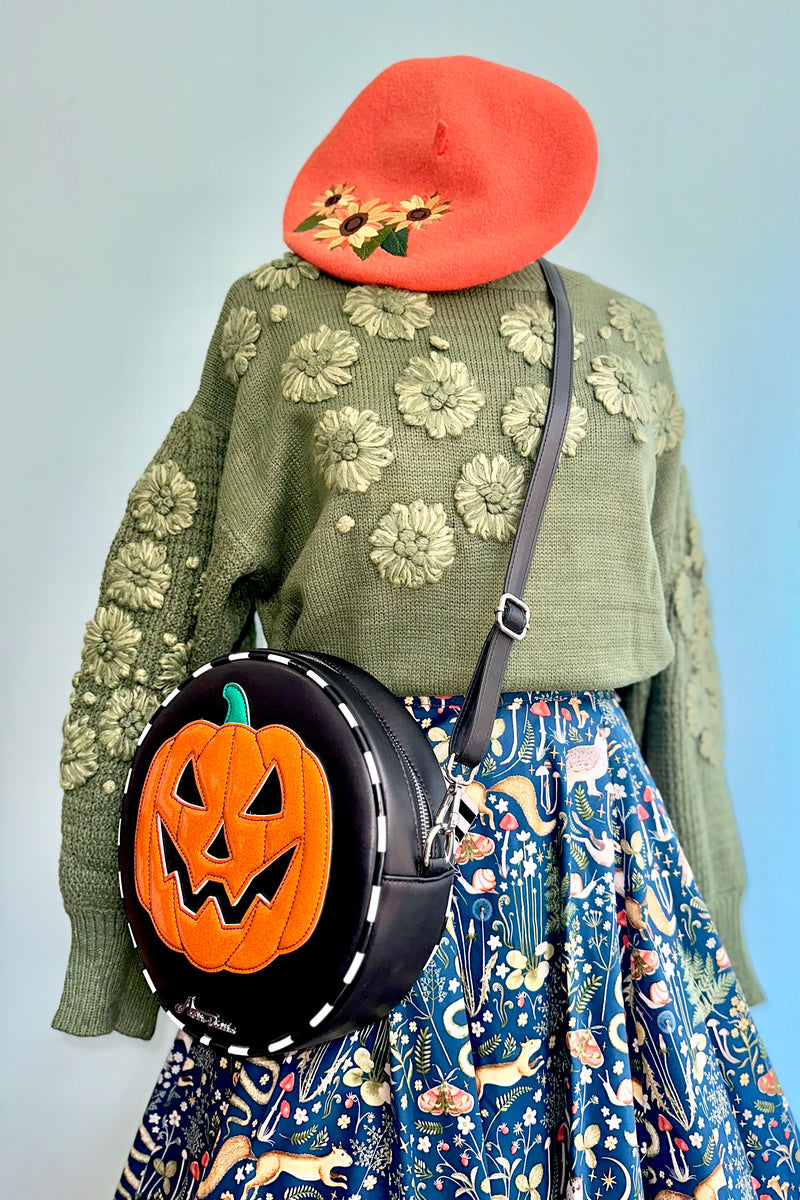 Black and Orange Jack O' Lantern Bag by Astro Betty