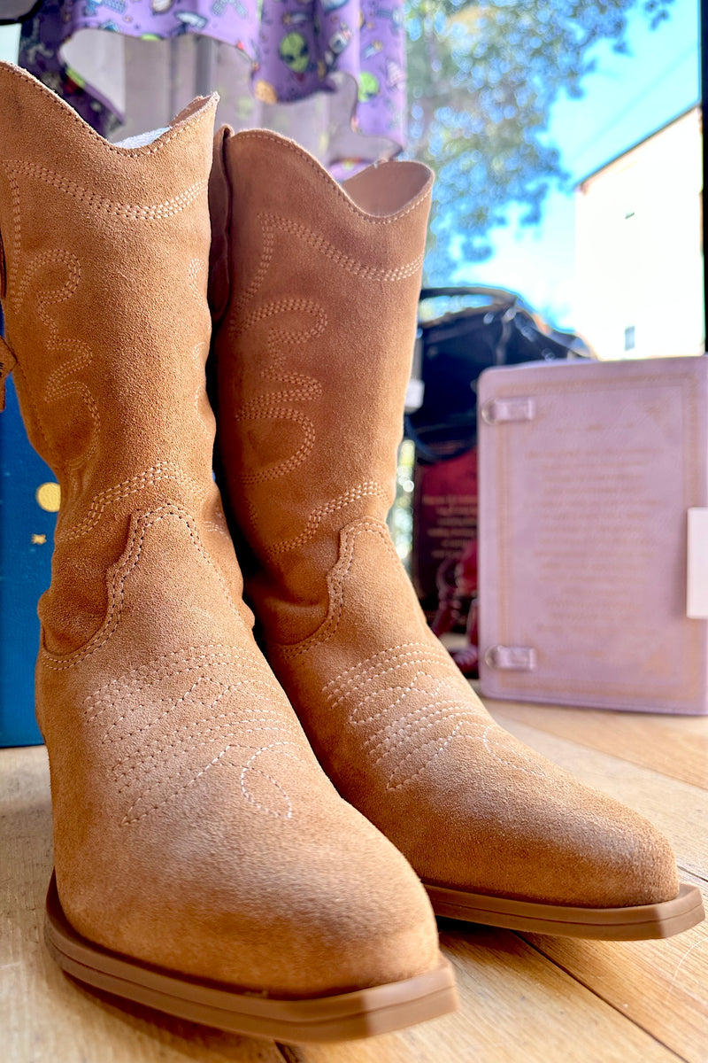 Tan Suede Racketeer Cowboy Boots by Chelsea Crew