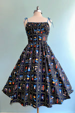 Tarot Card Shirred Bust Swing Dress