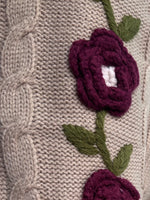 3D Flower Vine Knit Cardigan Sweater in Taupe