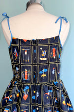 Tarot Card Shirred Bust Swing Dress
