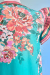 Turquoise and Orange Ruffle Sleeve Top