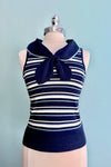 Navy Striped Maisie Sleeveless Sweater by Banned