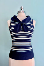 Navy Striped Maisie Sleeveless Sweater by Banned