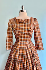 Rust Check Daniella Dress by Hearts & Roses London