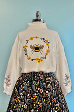 Honeybee Cropped Turtleneck Sweater in Ivory