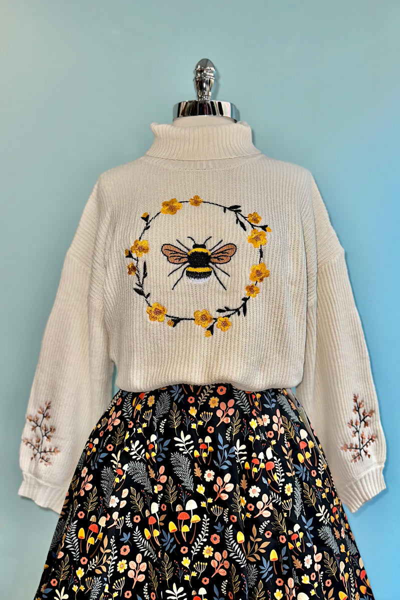 Honeybee Cropped Turtleneck Sweater in Ivory