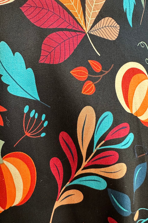 Pumpkins and Leaves 3/4 Sleeve Rounded Neck Dress by Eva Rose