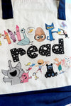 Kids Book Characters Canvas Zipper Tote Bag