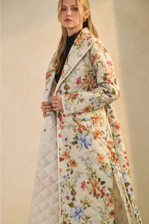 Ivory Floral Quilted Jacket