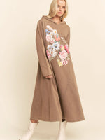 Mocha Hoodie Printed Midi Dress