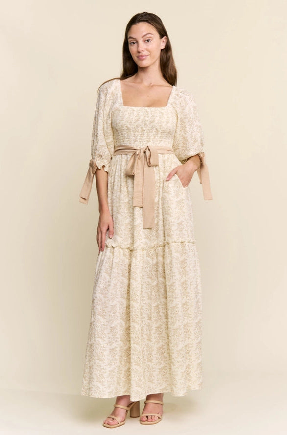 green emerald velvet dress Ivory Floral Gauzy Ribbon Midi Dress – Modern Millie