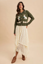 Bunny Cardigan Sweater in Green