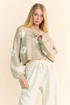 Tan Floral Long Sleeve Sweater