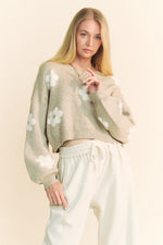 Tan Floral Long Sleeve Sweater