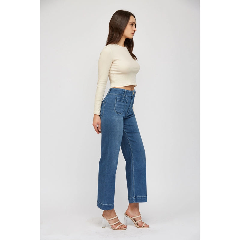 Super Soft Cropped Wide Leg Jeans by Mica Denim