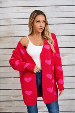 Pink and Red Heart Open Cardigan