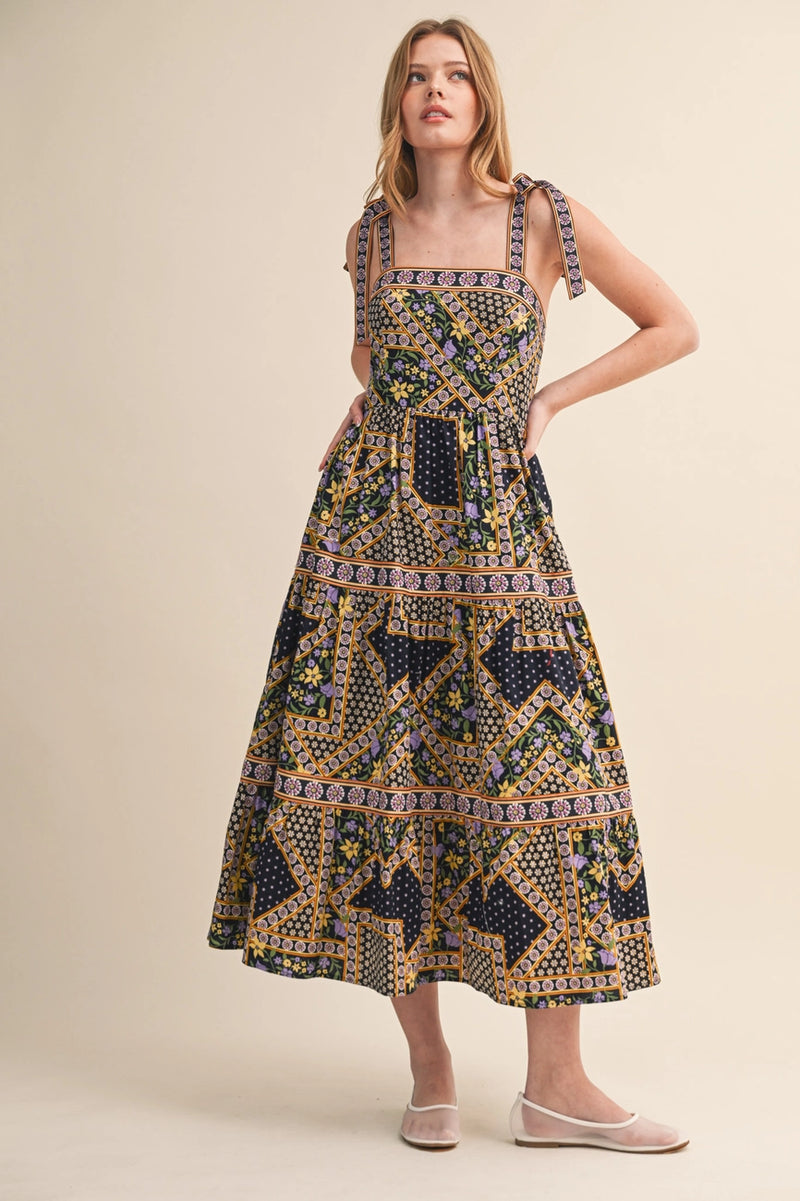 patchwork dress midi Patchwork Blooms Midi Dress, Ivory
