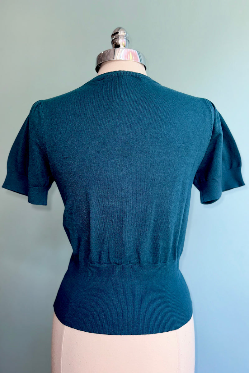 Celestial Gold Embroidered Short Sleeve Sweater in Green by Modern Millie!