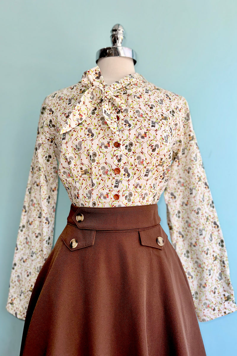 Brown Book Club Full Skirt by Banned