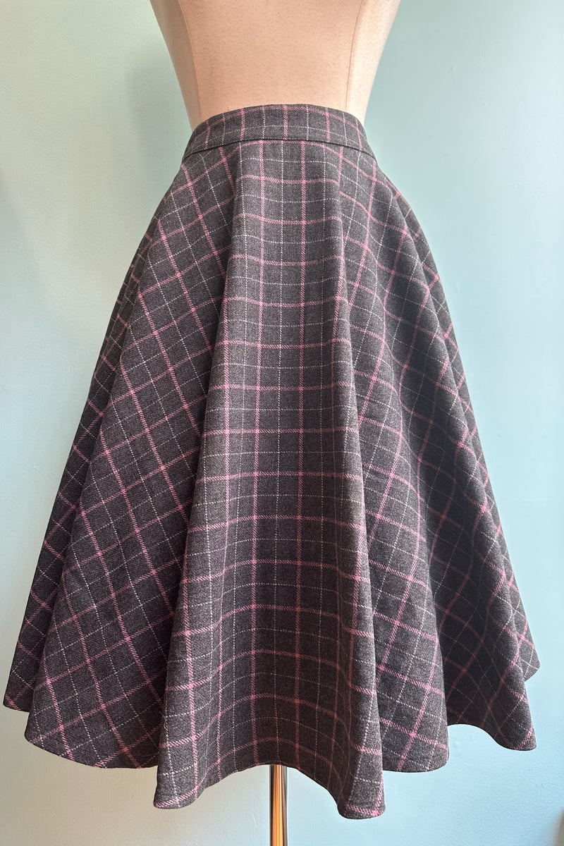 Pink and Grey Check Sophie Skirt by Timeless London