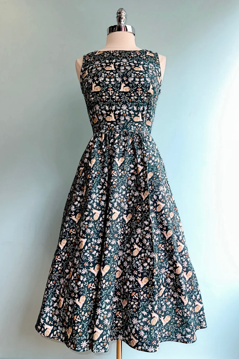 Sitting Deer Midi Dress by Retrolicious