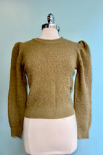 Structured Puff Sleeve Sweater in Khaki by Lili Sidonio