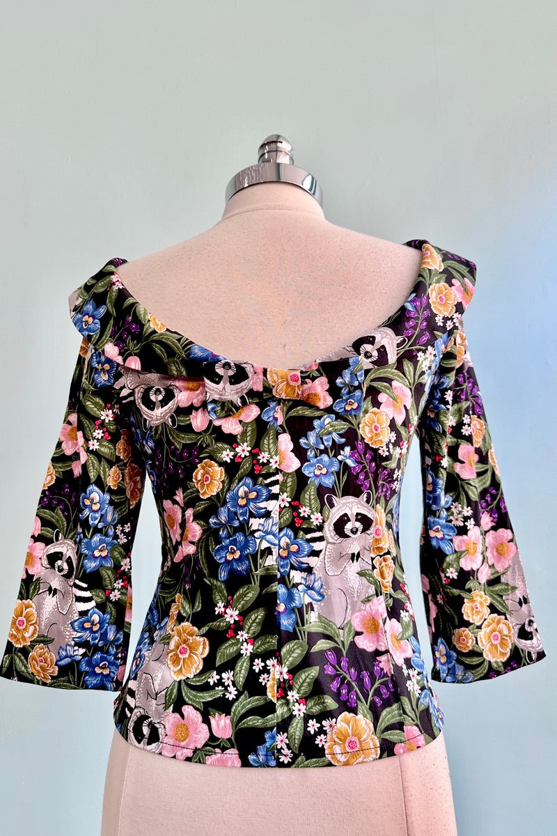 Forest Floral Raccoon Cordelia Top by Collectif