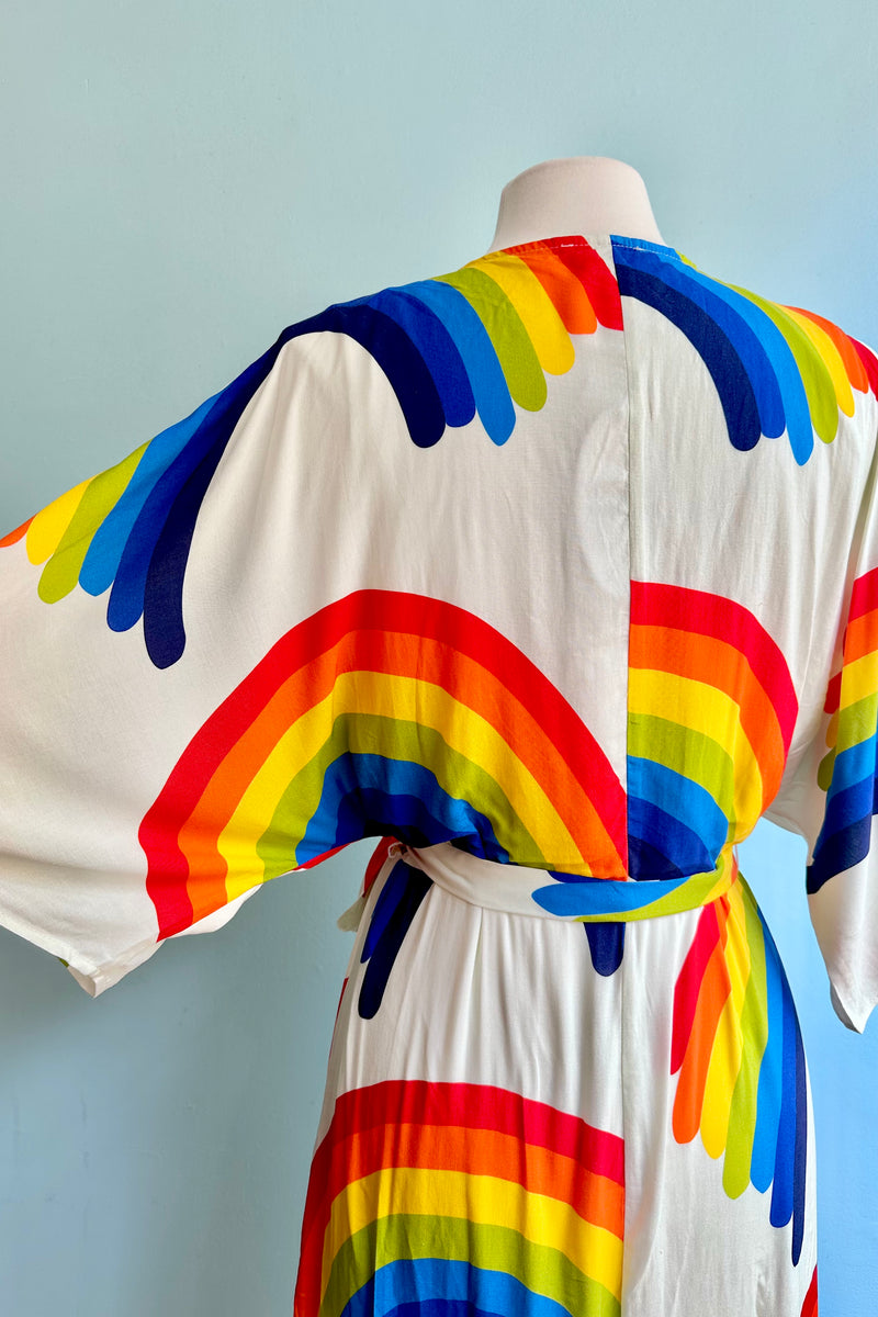 Rainbow Dolman Sleeve Wrap Midi Dress
