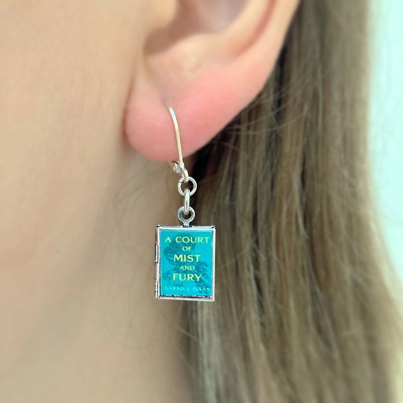 A Court of Mist and Fury Drop Book Locket Earrings by Marshall and Rose