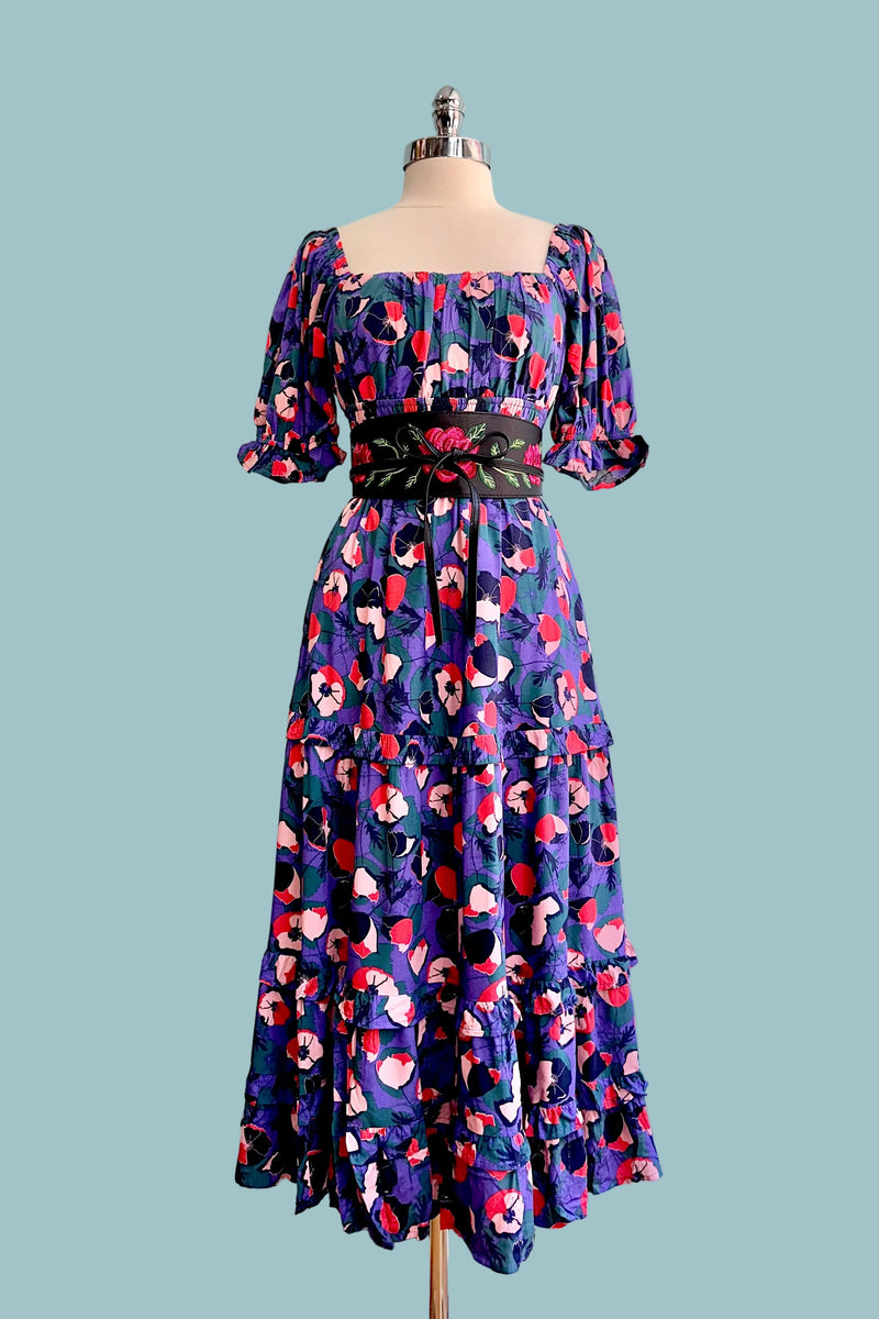 fitted lace wedding dress Purple Multi Floral Square Neck Midi Dress – Modern Millie