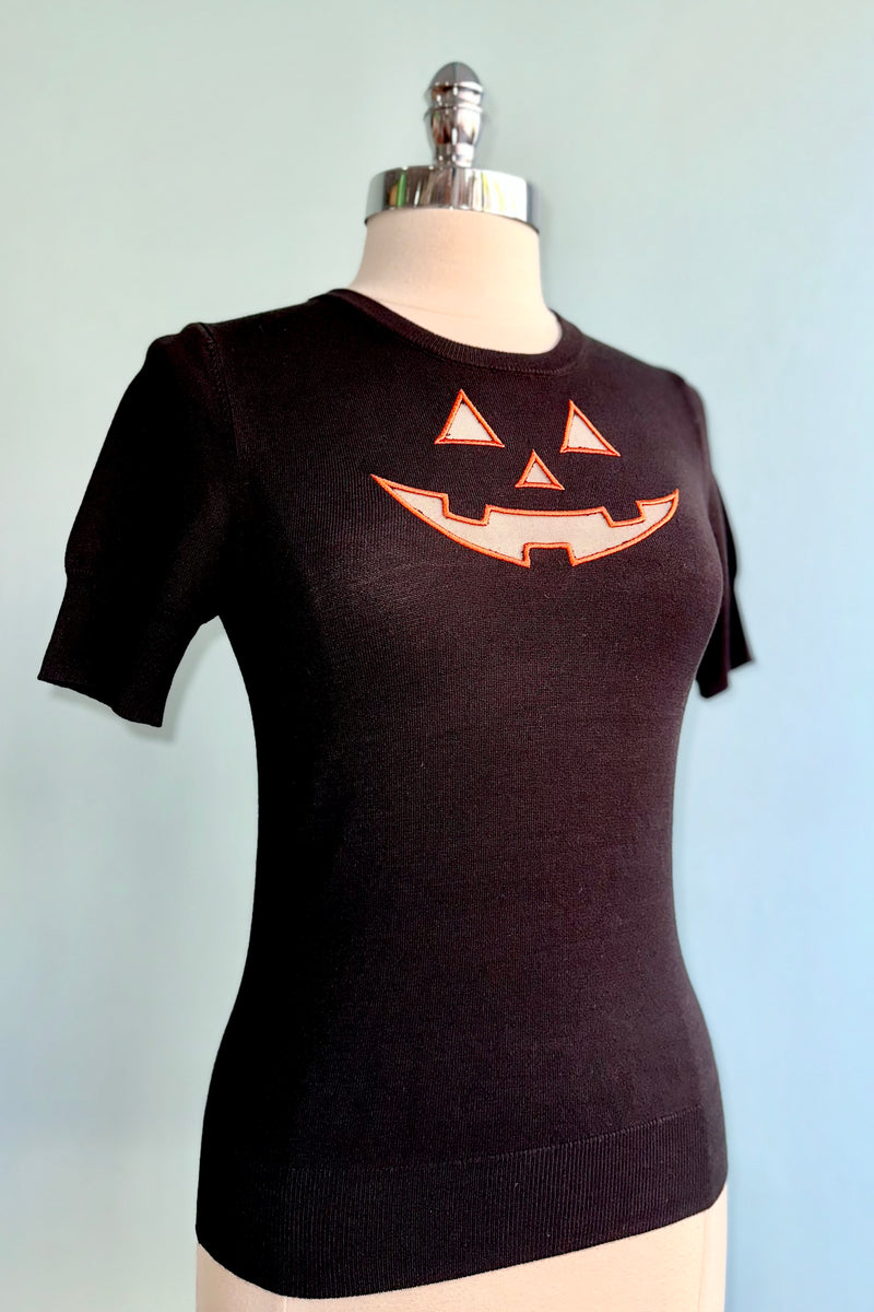 Jack O' Lantern Short Sleeve Sweater by Hell Bunny