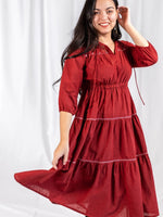Cranberry Slub Adriana Dress by Mata Traders