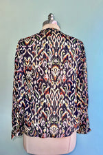 Navy Printed Balloon Sleeve Blouse by Molly Bracken