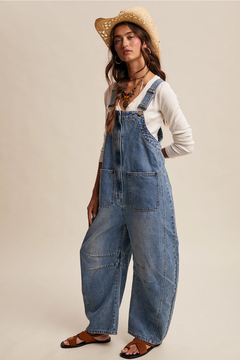 Wide Leg Front Pocket Denim Overalls – Modern Millie