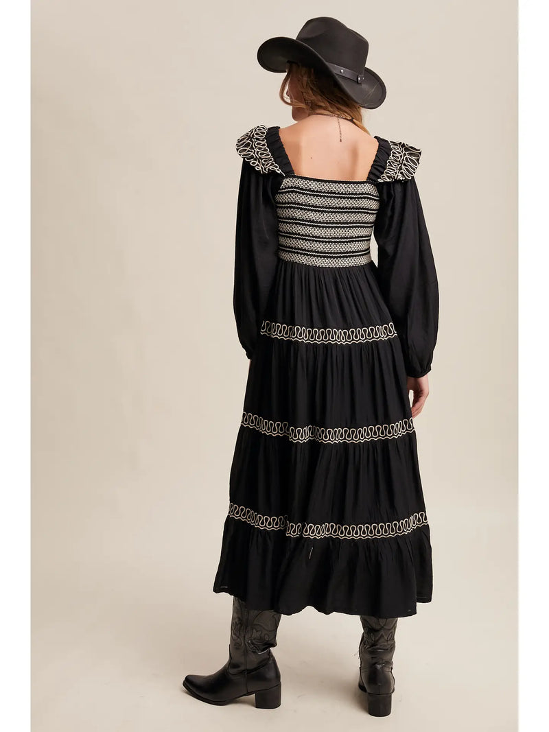 long maxi western dress Checkered Print Western Maxi Dress S
