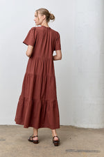 Burgundy Cross Stitch Maxi Dress