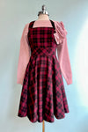 Burgundy Plaid Carmina Pinafore Dress by Hell Bunny