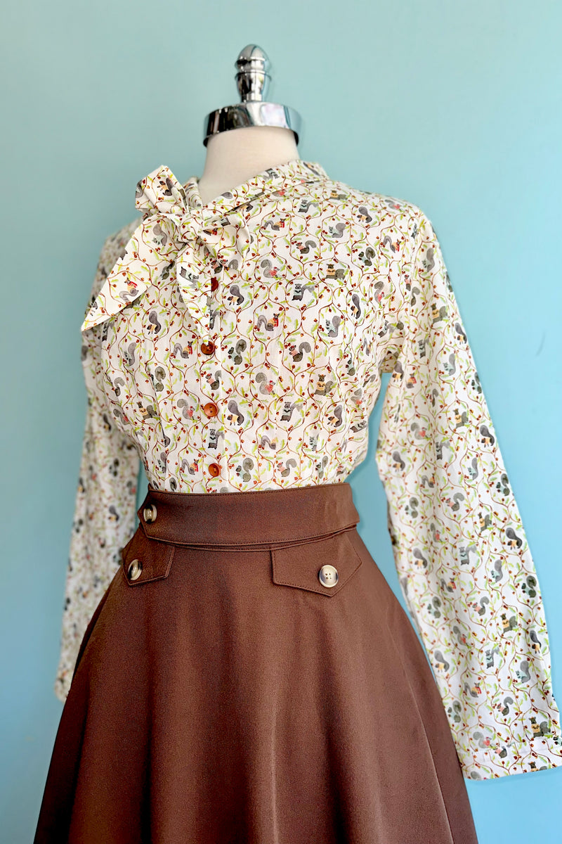 Brown Book Club Full Skirt by Banned