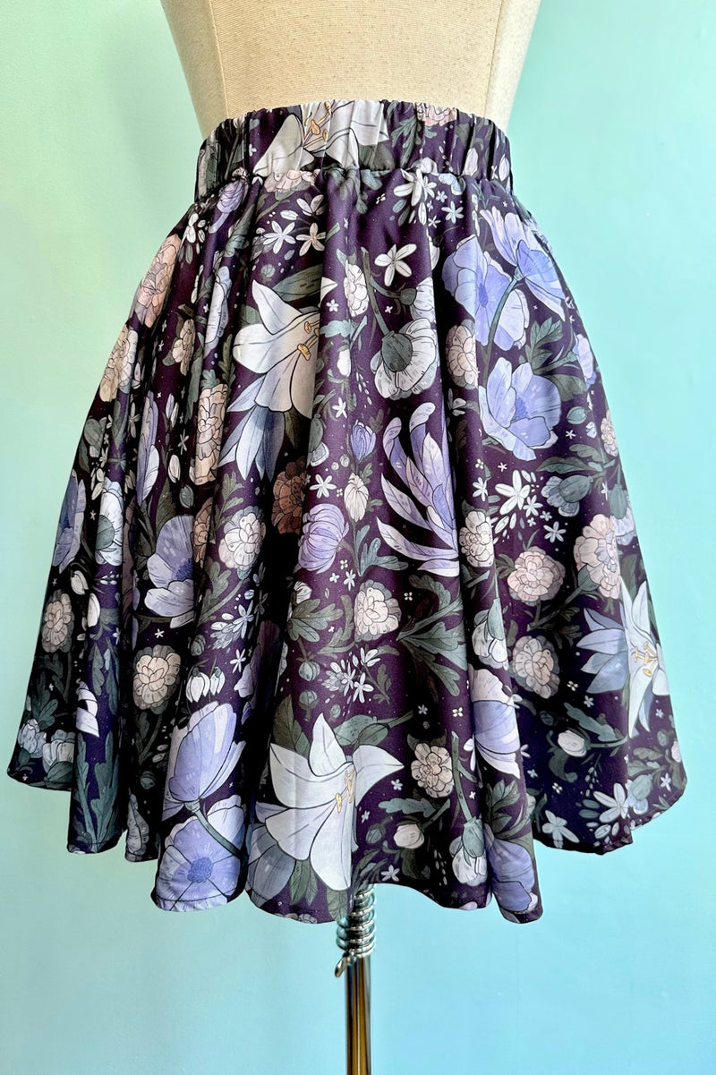 Lavender and Olive Floral Mini Skirt by Morning Witch