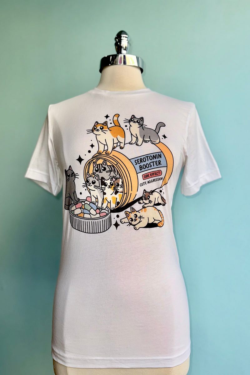 Serotonin Booster Cat T-Shirt in White