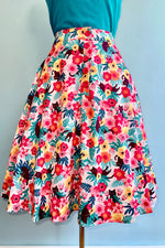 Feline Floral Flare Skirt by Voodoo Vixen