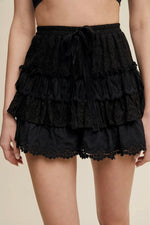 Black Lace Tiered Shorts