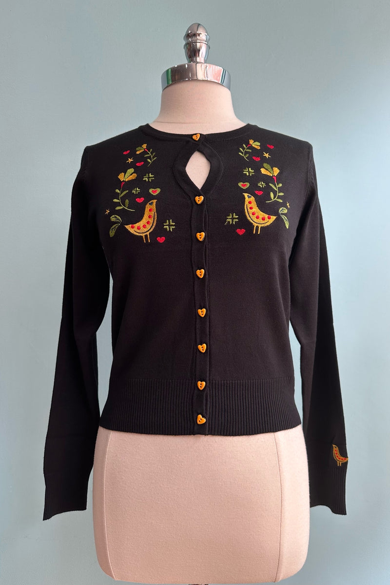Heritage Birdy Cardigan in Black by Banned