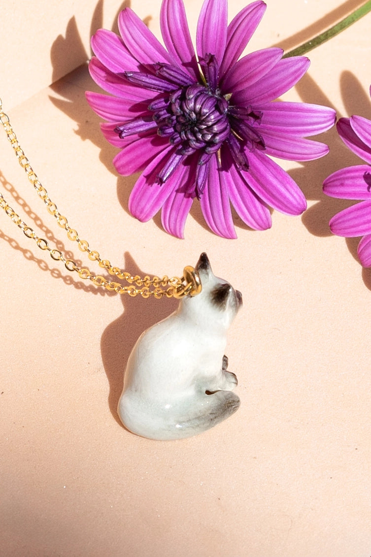 Tiny Otis Sitting Cat Necklace by Peter and June