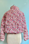 Cream Floral Cropped Puffer Jacket