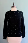 Black Rhinestone Pullover Sweater