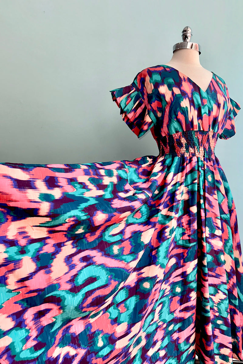 Final Sale Abstract Print Ruffle Sleeve Midi Dress by Lili Sidonio Modern Millie Final Sale Abstract Print Ruffle Sleeve Midi Dress by Lili Sidonio Modern Millie